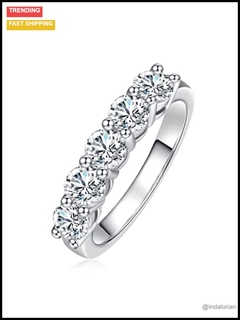 5 Stone Moissanite Stackable Ring 1.5cttw D Color VVS1 925 Sterling Silver